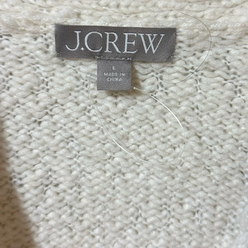 J. CREW ivory Relaxed Cardigan in Textured Yarn oversized boxy fit NWOT - Large - Picture 10 of 11